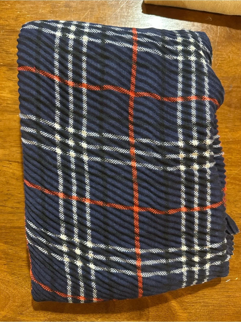 Navy Plaid Women's Scarf with Red & White Windowpane